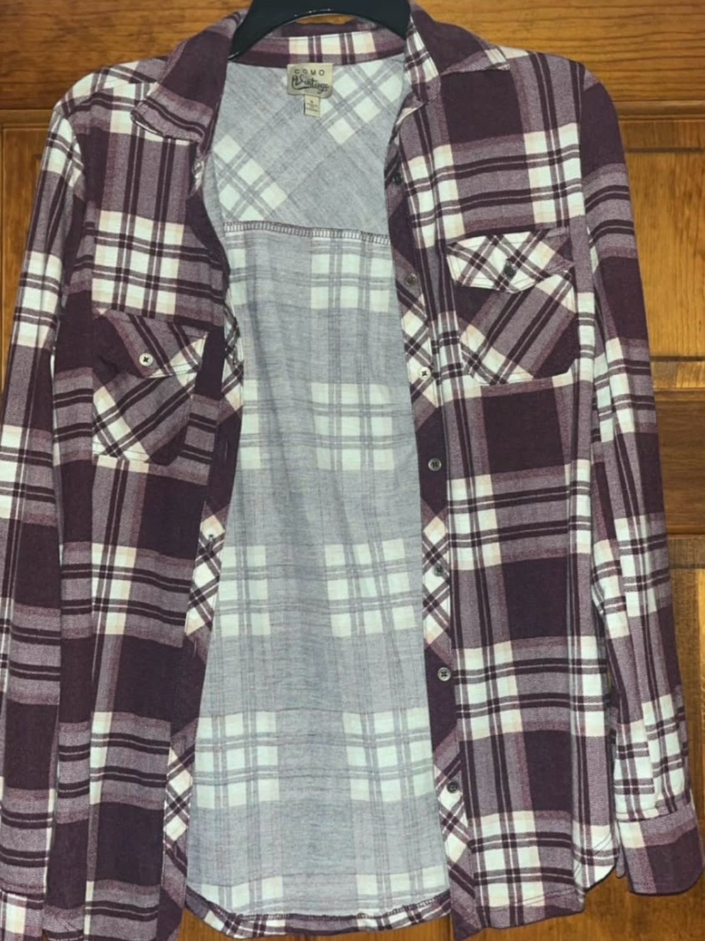 Como Vintage Plum and White Plaid Button-Down Shirt